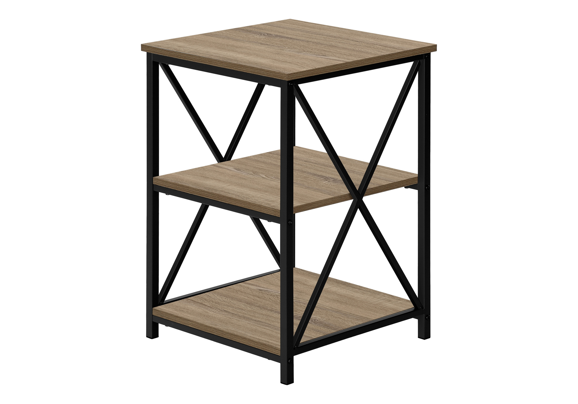 ACCENT TABLE - 26"H / DARK TAUPE / BLACK METAL